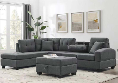PJ Warehouse Sectional with Ottoman