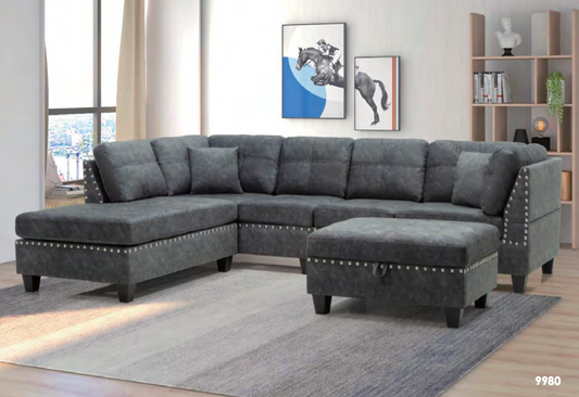 PJ Warehouse Sectional with Ottoman 9980