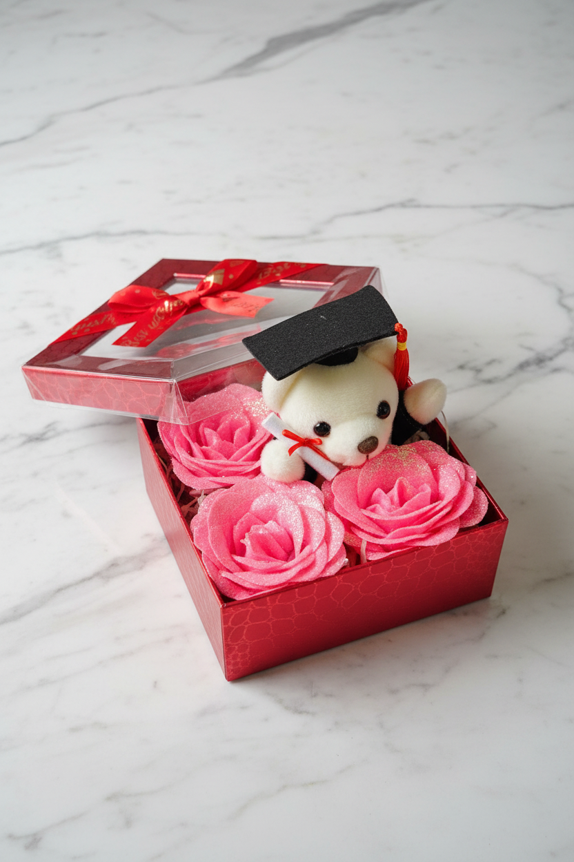 Grad Bear Rose Gift Box