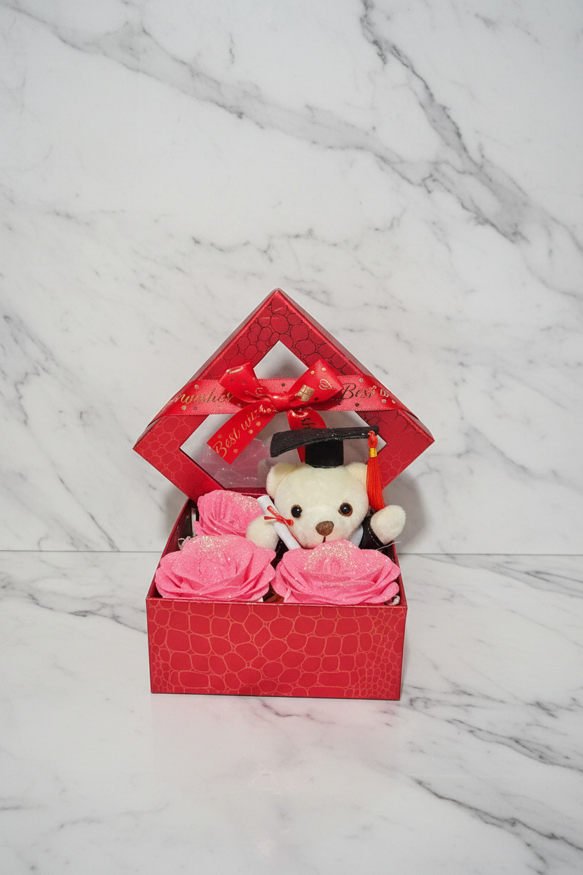 Grad Bear Rose Gift Box