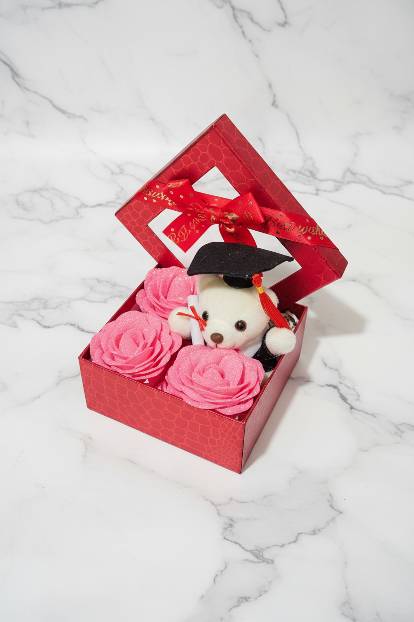 Grad Bear Rose Gift Box