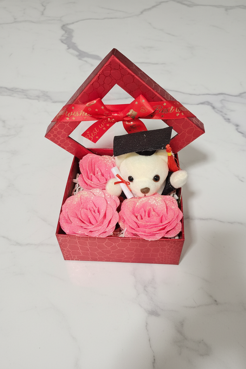 Grad Bear Rose Gift Box