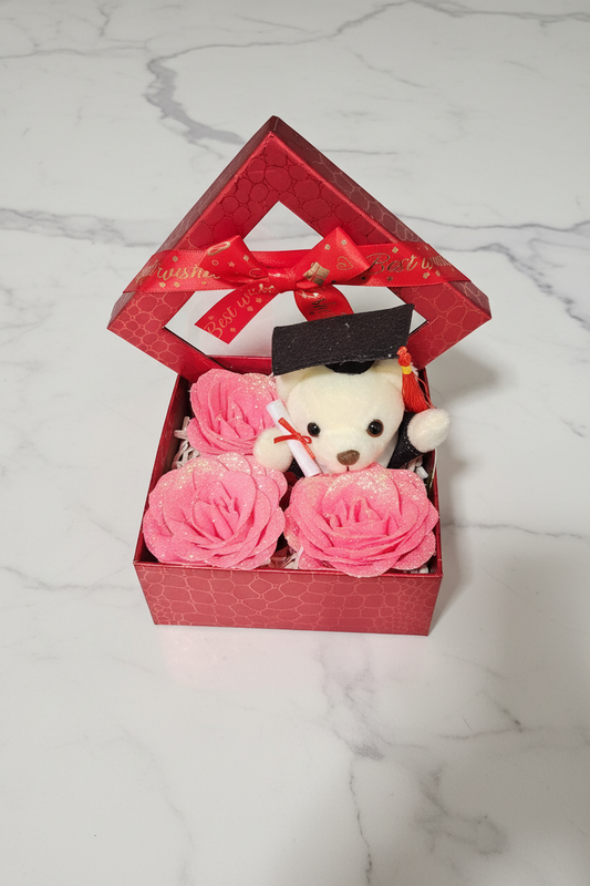 Grad Bear Rose Gift Box