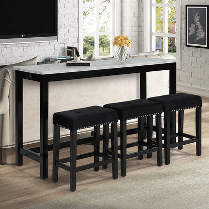 Furniture World Faux Marble Pub Table With 3 Gray Stools
